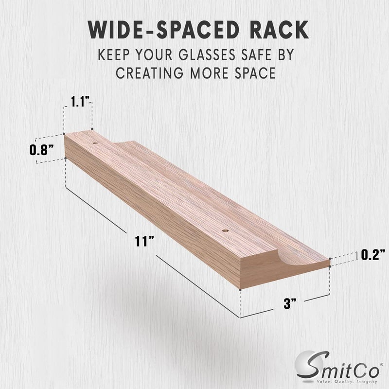 Smitco Wooden Wine Glass Holder for | Under Shelf Kitchen Stemware Rack | Wood Holding Rack for Wine Glasses and Stemware | Glassware Hanger and Organizer - Stores Up to 6 Glasses - Image 4